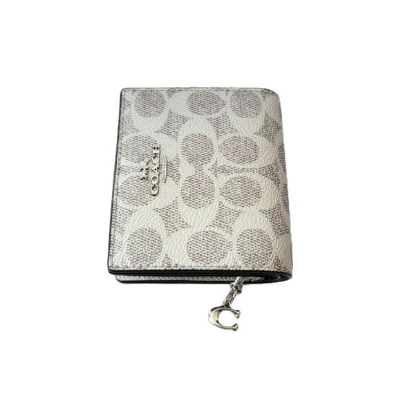 Coach CCL96 Snap Wallet Metallic Signature Small Clutch Gray Silver - Picture 5 of 8